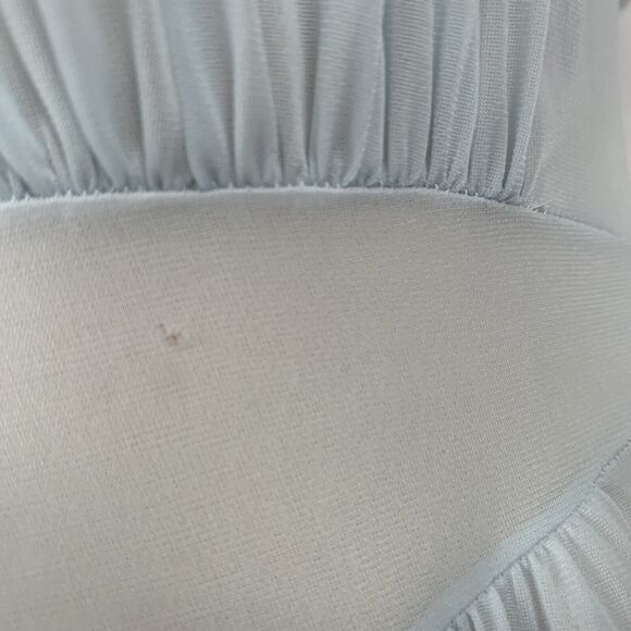 VINTAGE Vanity Fair Pale Blue Nylon Nightgown Maxi Slip Flounce Sleeve S / 32 - Picture 7 of 14